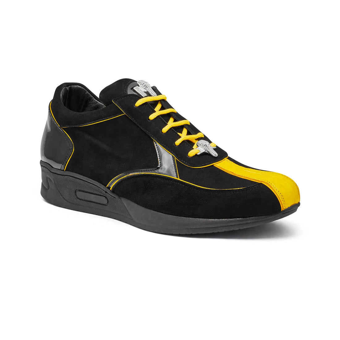 Mauri M791 Yellow/Black Genuine Crocodile/Suede/Patent Leather Sneakers