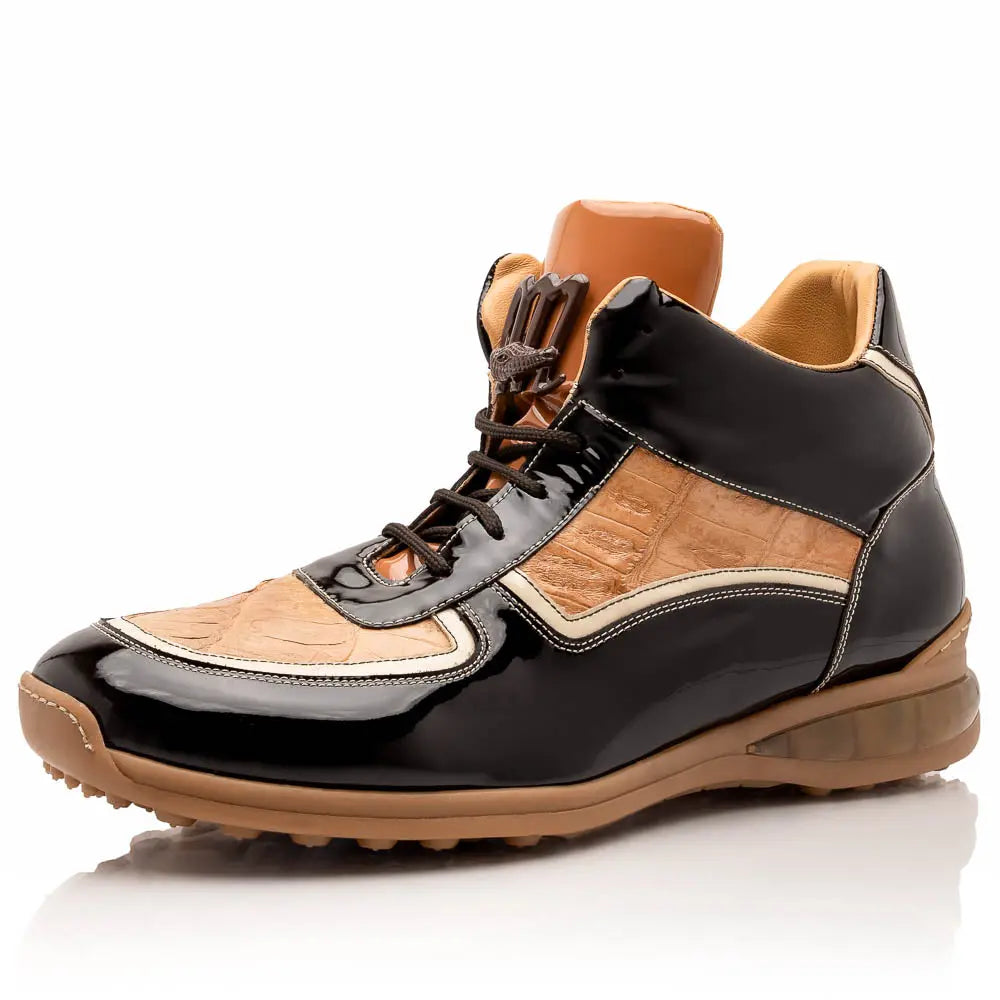 Mauri M797 Sport Rust/Cream/Champagne Genuine Baby Crocodile/Patent Leather Sneakers