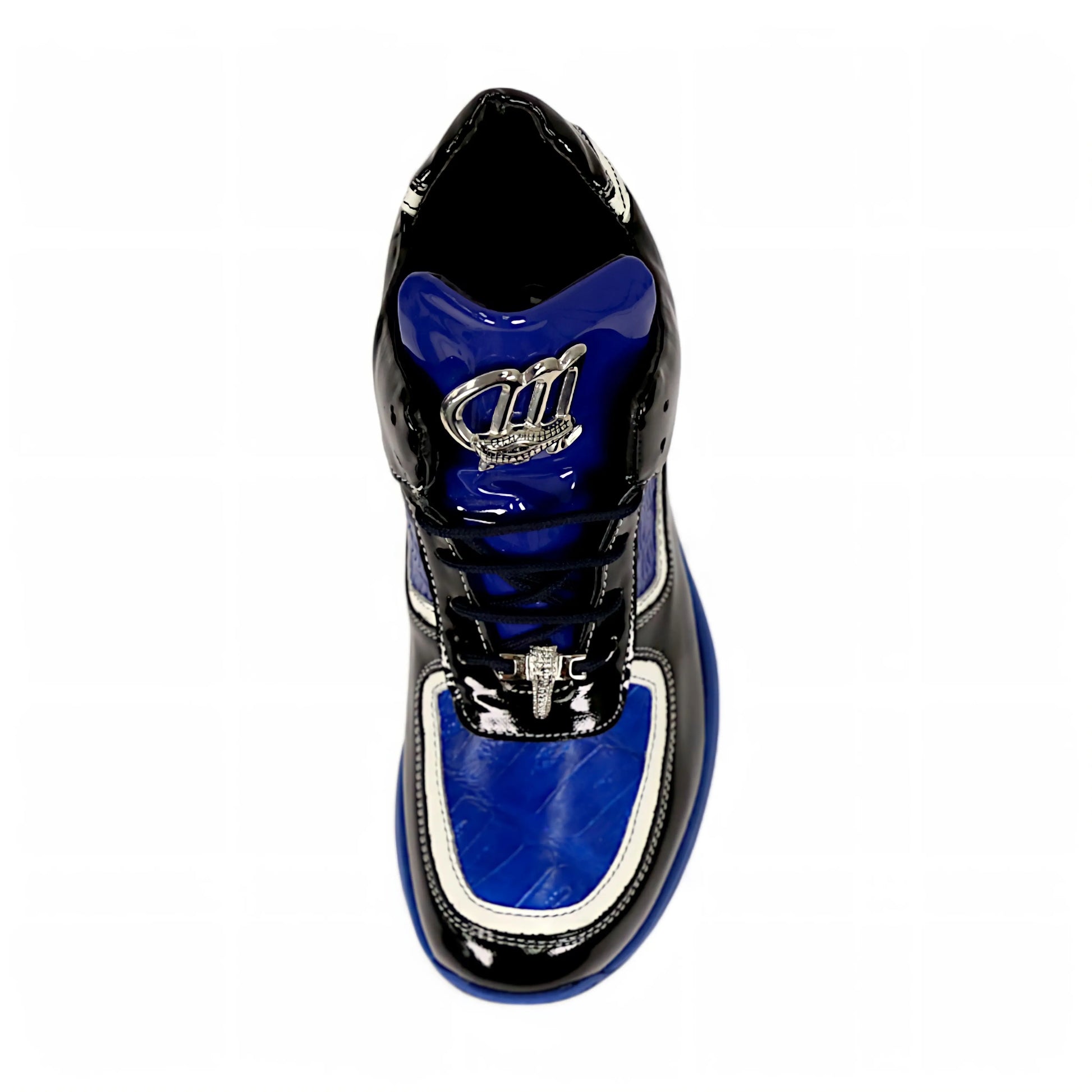 Mauri M797 Black/White/Royal Blue Genuine Baby Crocodile/Patent Embossed Sneakers