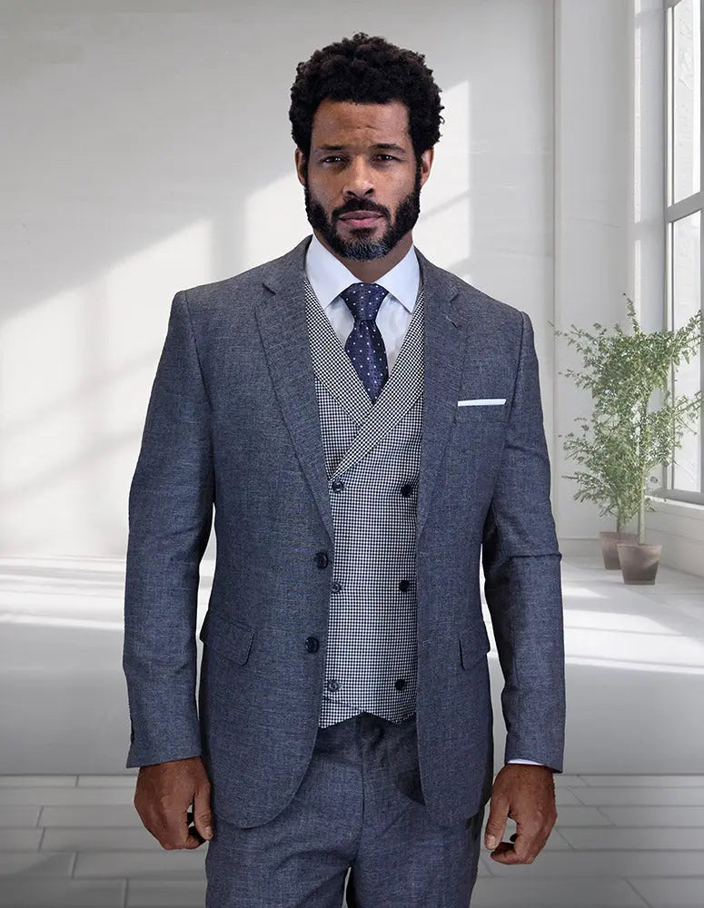 Statement Marco-1 Charcoal Super 200's Italian Wool Vested Suit