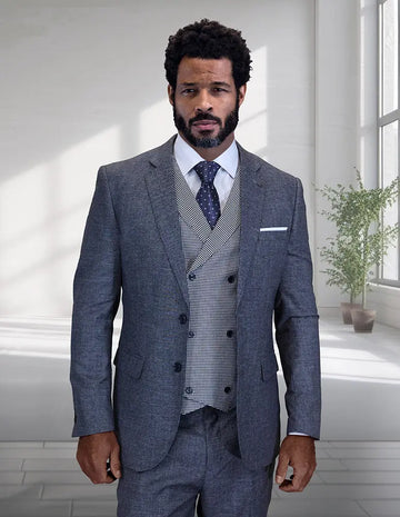 Statement Marco-1 Charcoal Super 200's Italian Wool Vested Suit
