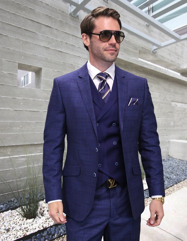 Statement Margetti Sapphire Super 200's Italian Wool Vested Suit