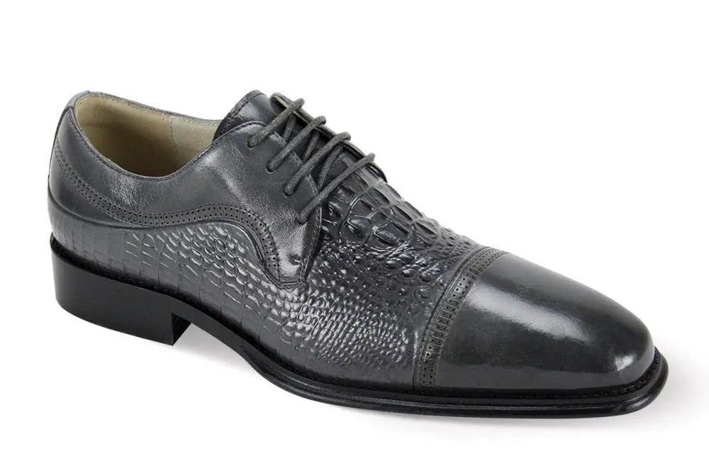 Giovanni Mattias Grey Genuine Leather Oxfords