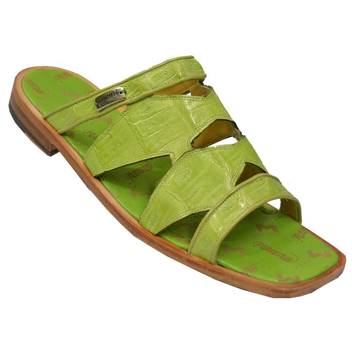 Mauri 1492 Lime Green Genuine Crocodile Sandals