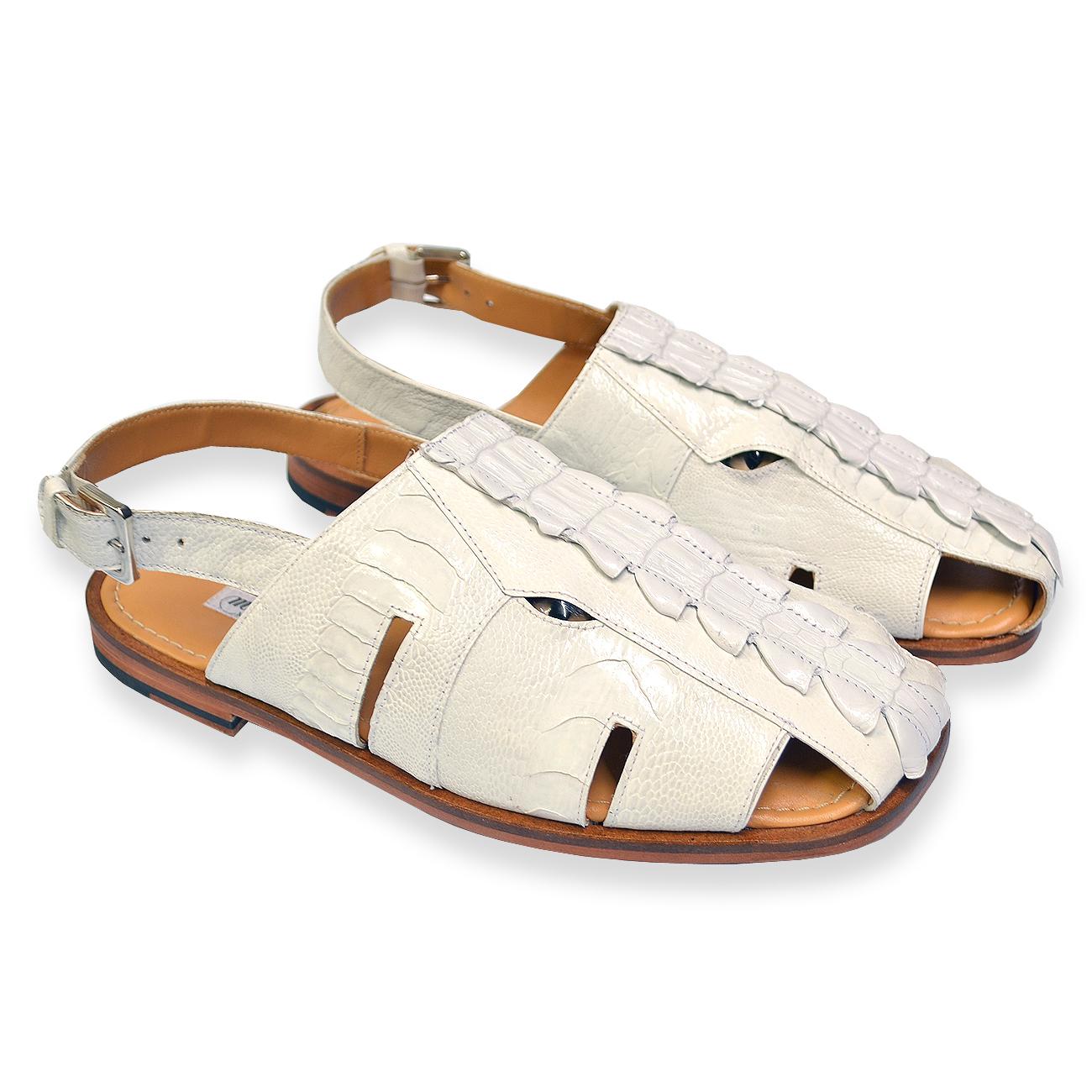 Mauri Mayhem 5133 White Crocodile Tail/Ostrich Leg Eyes Sandals 