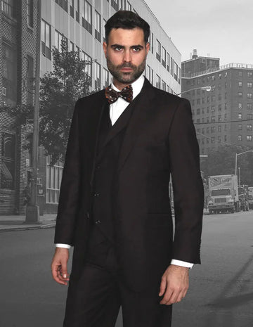 Statement Messina Brown Super 180's Italian Wool/Cashmere Vested Suit