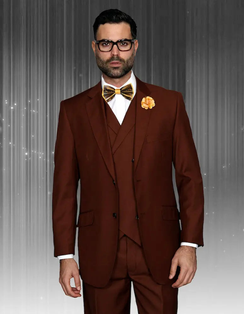 Statement Messina Copper Super 180's Italian Wool/Cashmere Vested Suit