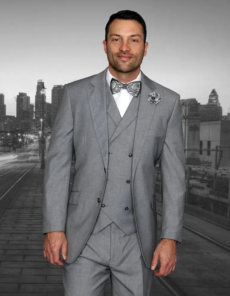 Statement Messina Grey Super 180's Italian Wool/Cashmere Vested Suit