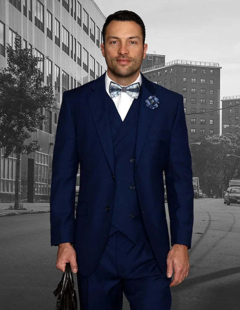 Statement Messina Sapphire Super 180's Italian Wool/Cashmere Vested Suit