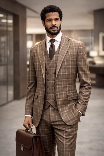 Statement Modena Copper Super 200's Italian Wool/Cashmere Vested Suit