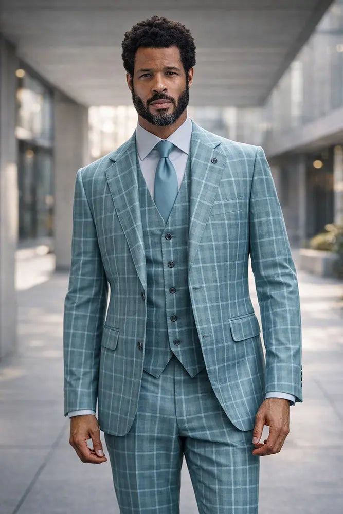 Statement Modena Jade Super 200's Italian Wool/Cashmere Vested Suit