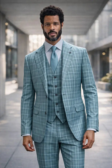 Statement Modena Jade Super 200's Italian Wool/Cashmere Vested Suit