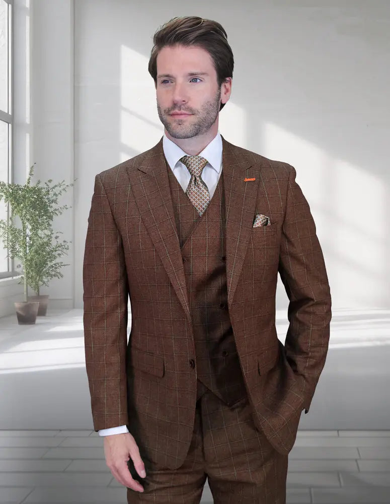 Statement Monte Copper Super 200's Italian Wool Vested Suit
