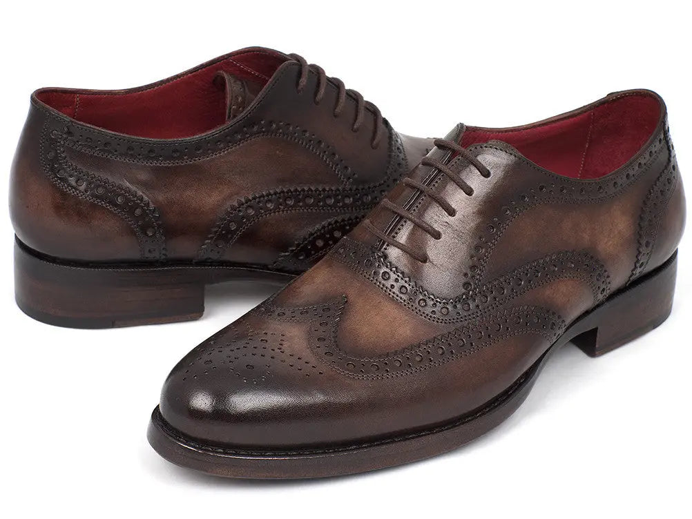 Paul Parkman Men's Brown Goodyear Welted Wingtip Oxfords (ID#027-BRW) PAUL PARKMAN