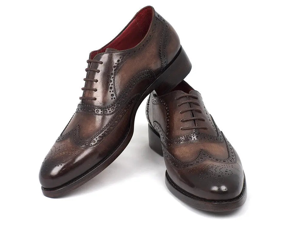 Paul Parkman Men's Brown Goodyear Welted Wingtip Oxfords (ID#027-BRW) PAUL PARKMAN
