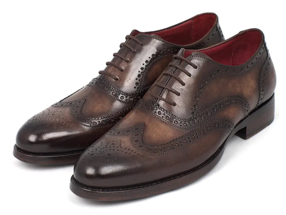 Paul Parkman Men's Brown Goodyear Welted Wingtip Oxfords (ID#027-BRW) PAUL PARKMAN
