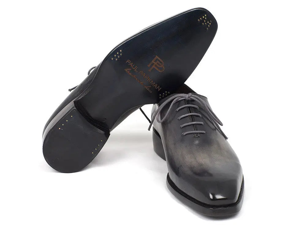 Paul Parkman Men's Gray/Black Hand-Painted Goodyear Welted Wholecut Oxfords (ID#044GRY) PAUL PARKMAN