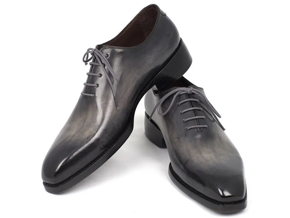 Paul Parkman Men's Gray/Black Hand-Painted Goodyear Welted Wholecut Oxfords (ID#044GRY) PAUL PARKMAN