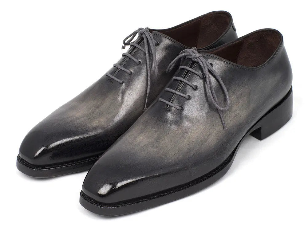 Paul Parkman Men's Gray/Black Hand-Painted Goodyear Welted Wholecut Oxfords (ID#044GRY) PAUL PARKMAN