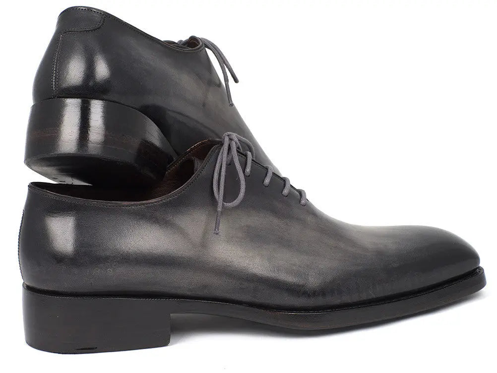 Paul Parkman Men's Gray/Black Hand-Painted Goodyear Welted Wholecut Oxfords (ID#044GRY) PAUL PARKMAN