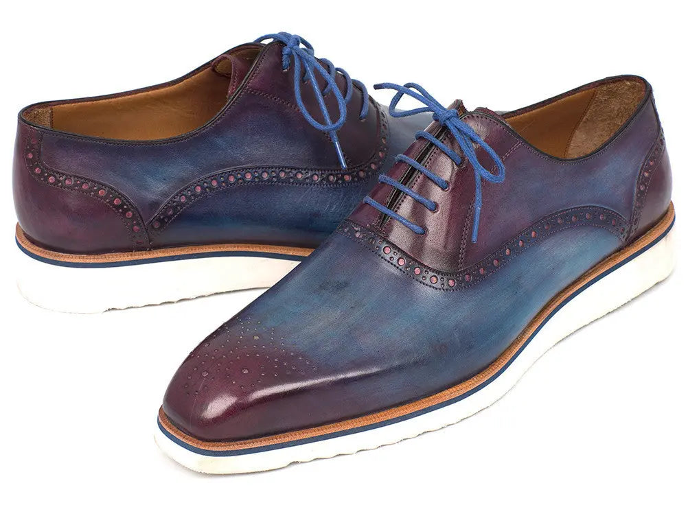 Paul Parkman Men's Blue/Purple Smart Casual Oxfords (ID#184SNK-BLU) PAUL PARKMAN