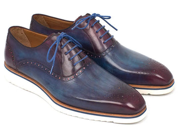 Paul Parkman Men's Blue/Purple Smart Casual Oxfords (ID#184SNK-BLU) PAUL PARKMAN