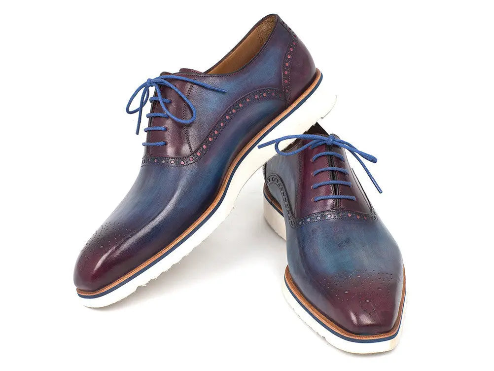 Paul Parkman Men's Blue/Purple Smart Casual Oxfords (ID#184SNK-BLU) PAUL PARKMAN