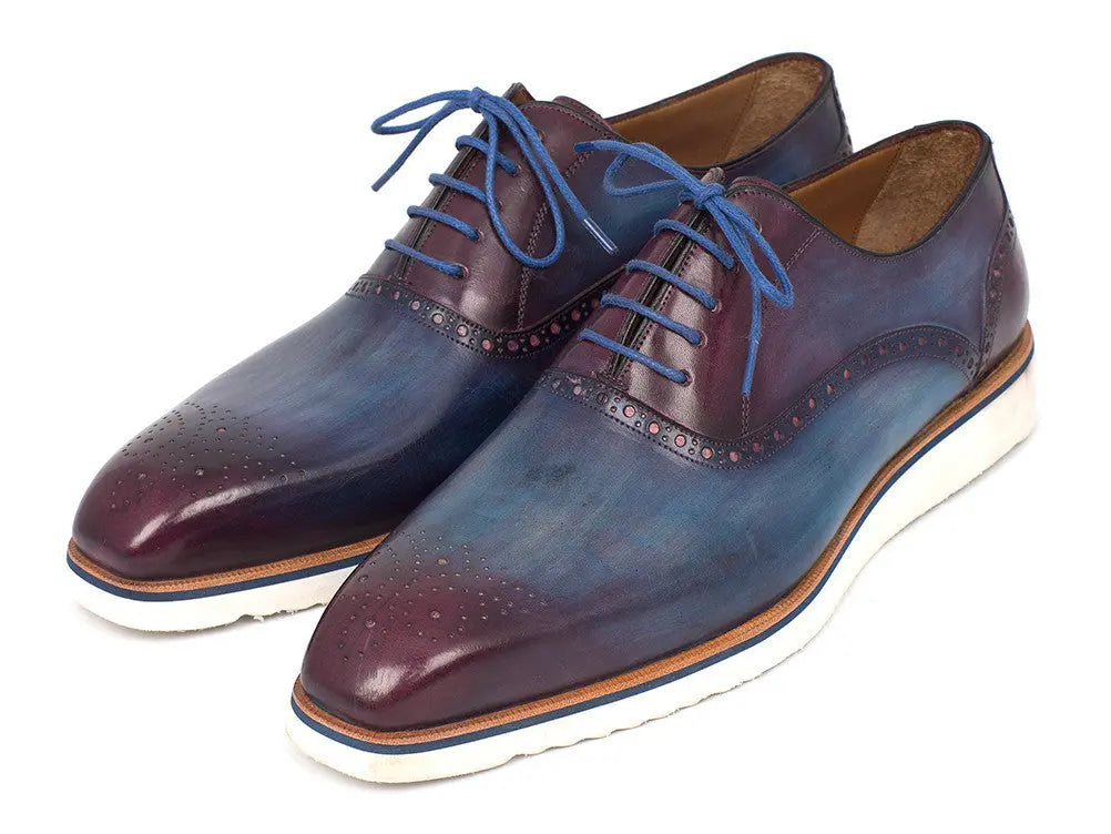 Paul Parkman Men's Blue/Purple Smart Casual Oxfords (ID#184SNK-BLU) PAUL PARKMAN