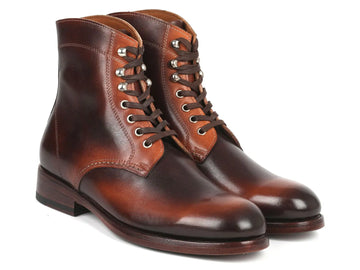 Paul Parkman Men's Brown Burnished Genuine Leather Boots (ID#824BRW73) PAUL PARKMAN