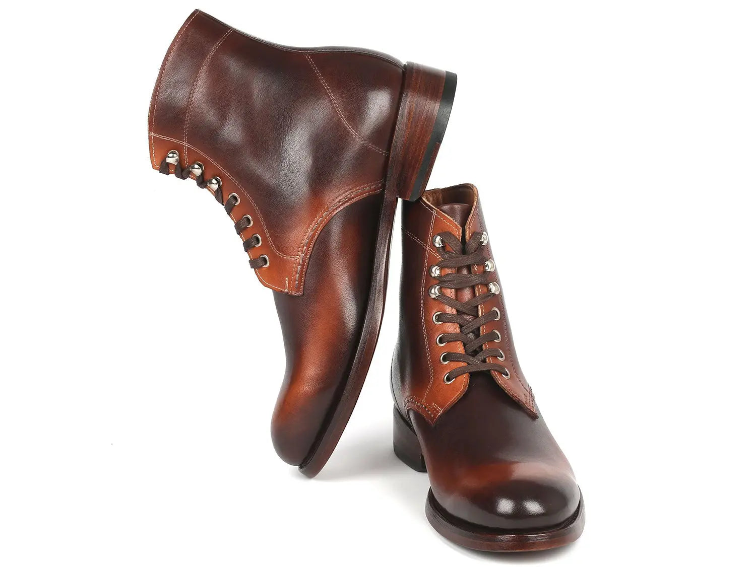 Paul Parkman Men's Brown Burnished Genuine Leather Boots (ID#824BRW73) PAUL PARKMAN