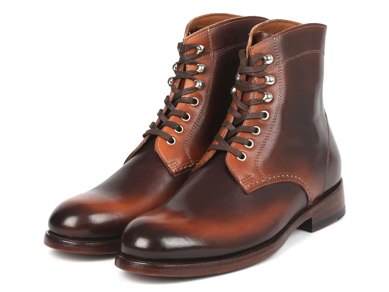 Paul Parkman Men's Brown Burnished Genuine Leather Boots (ID#824BRW73) PAUL PARKMAN