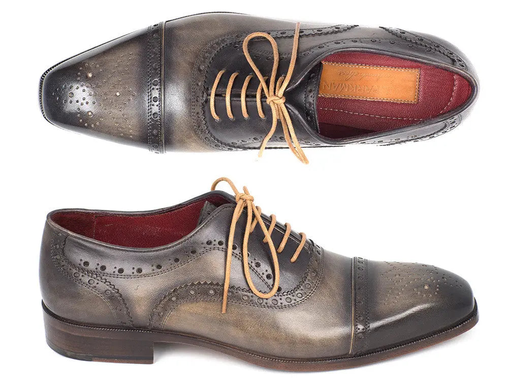Paul Parkman Men's Gray Cap Toe Oxfords (ID#024-GRAY) PAUL PARKMAN