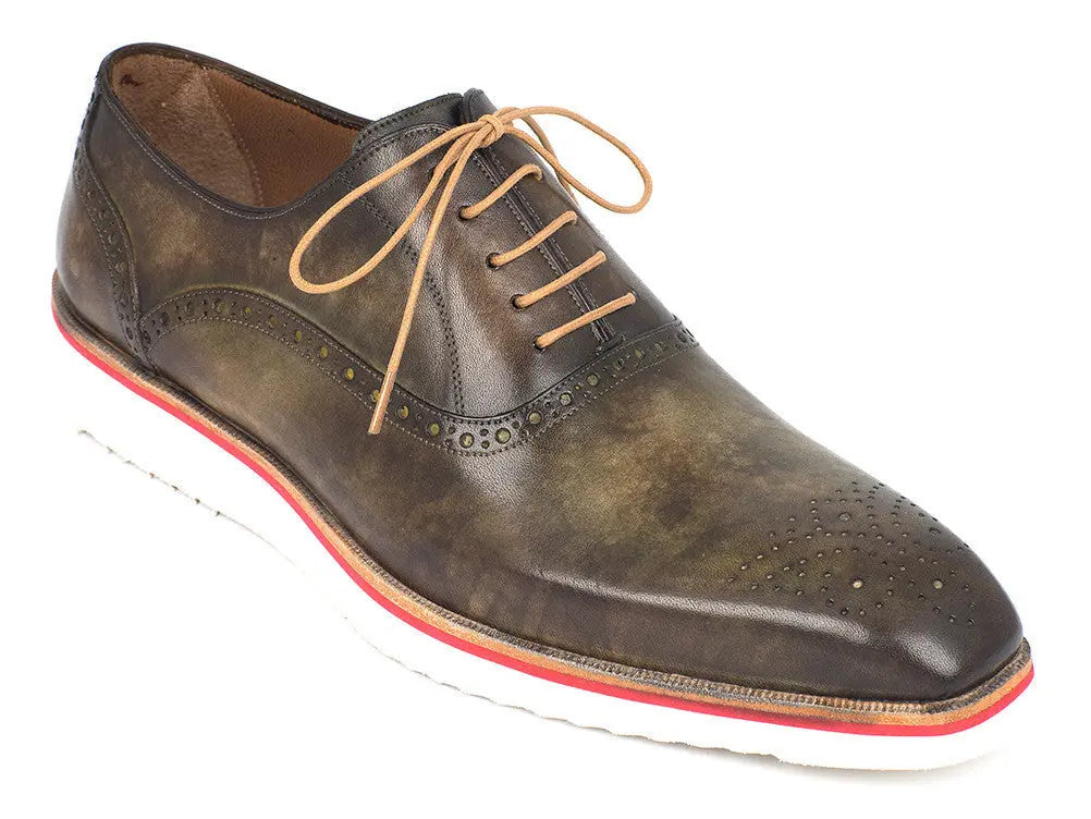 Paul Parkman Men's Army Green Smart Casual Oxfords (ID#184SNK-GRN) PAUL PARKMAN
