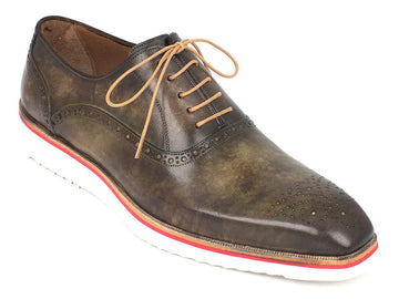 Paul Parkman Men's Army Green Smart Casual Oxfords (ID#184SNK-GRN) PAUL PARKMAN
