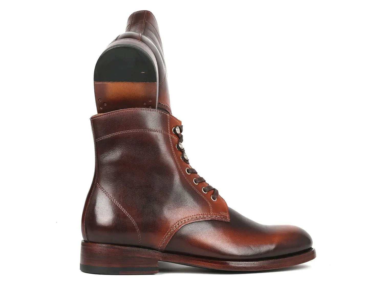 Paul Parkman Men's Brown Burnished Genuine Leather Boots (ID#824BRW73) PAUL PARKMAN