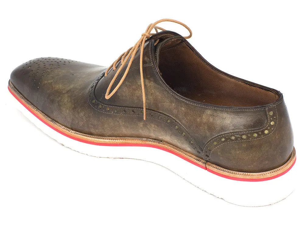 Paul Parkman Men's Army Green Smart Casual Oxfords (ID#184SNK-GRN) PAUL PARKMAN