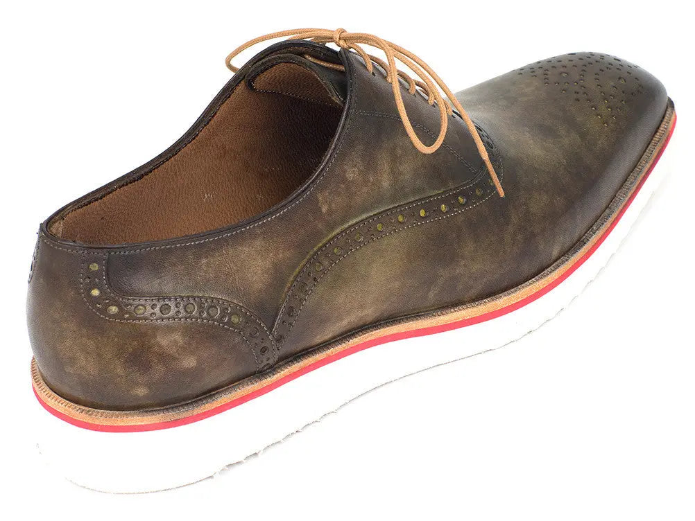 Paul Parkman Men's Army Green Smart Casual Oxfords (ID#184SNK-GRN) PAUL PARKMAN