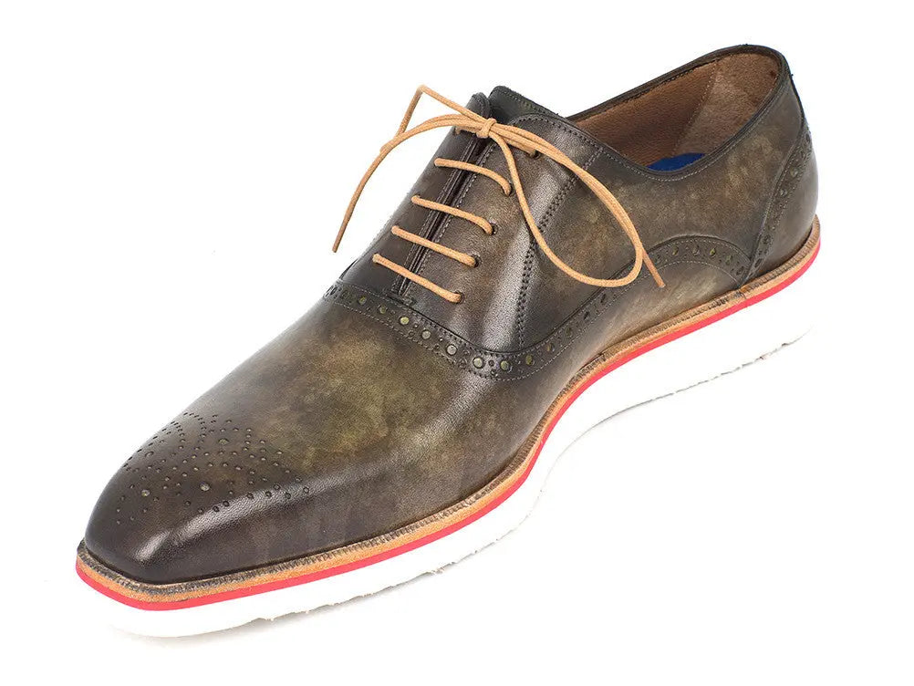 Paul Parkman Men's Army Green Smart Casual Oxfords (ID#184SNK-GRN) PAUL PARKMAN
