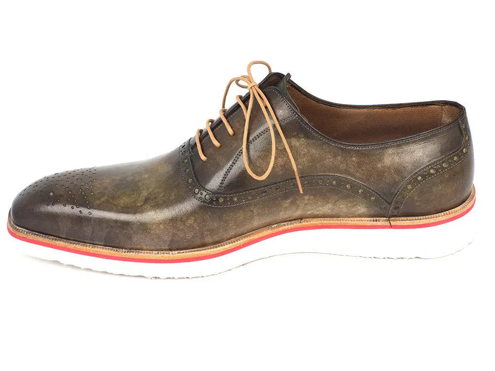 Paul Parkman Men's Army Green Smart Casual Oxfords (ID#184SNK-GRN) PAUL PARKMAN