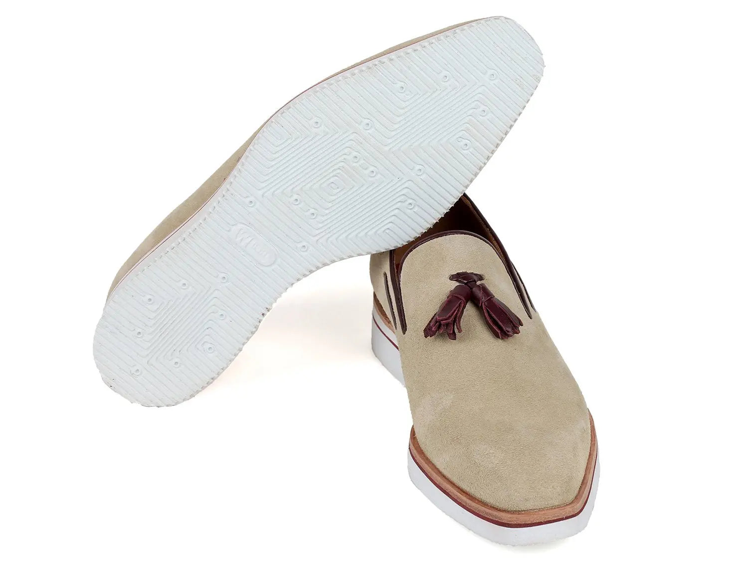 Paul Parkman Men's Beige Suede Smart Casual Tassel Loafers (ID#181-BEI-SD) PAUL PARKMAN