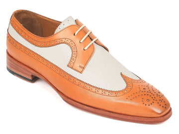 Paul Parkman Men's Dual Tone Cognac/Cream Wingtip Derby Shoes (ID#924CC55) PAUL PARKMAN