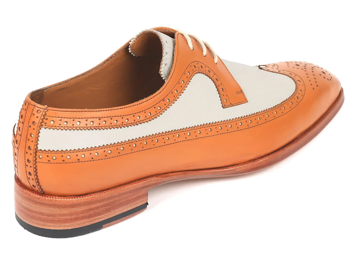 Paul Parkman Men's Dual Tone Cognac/Cream Wingtip Derby Shoes (ID#924CC55) PAUL PARKMAN