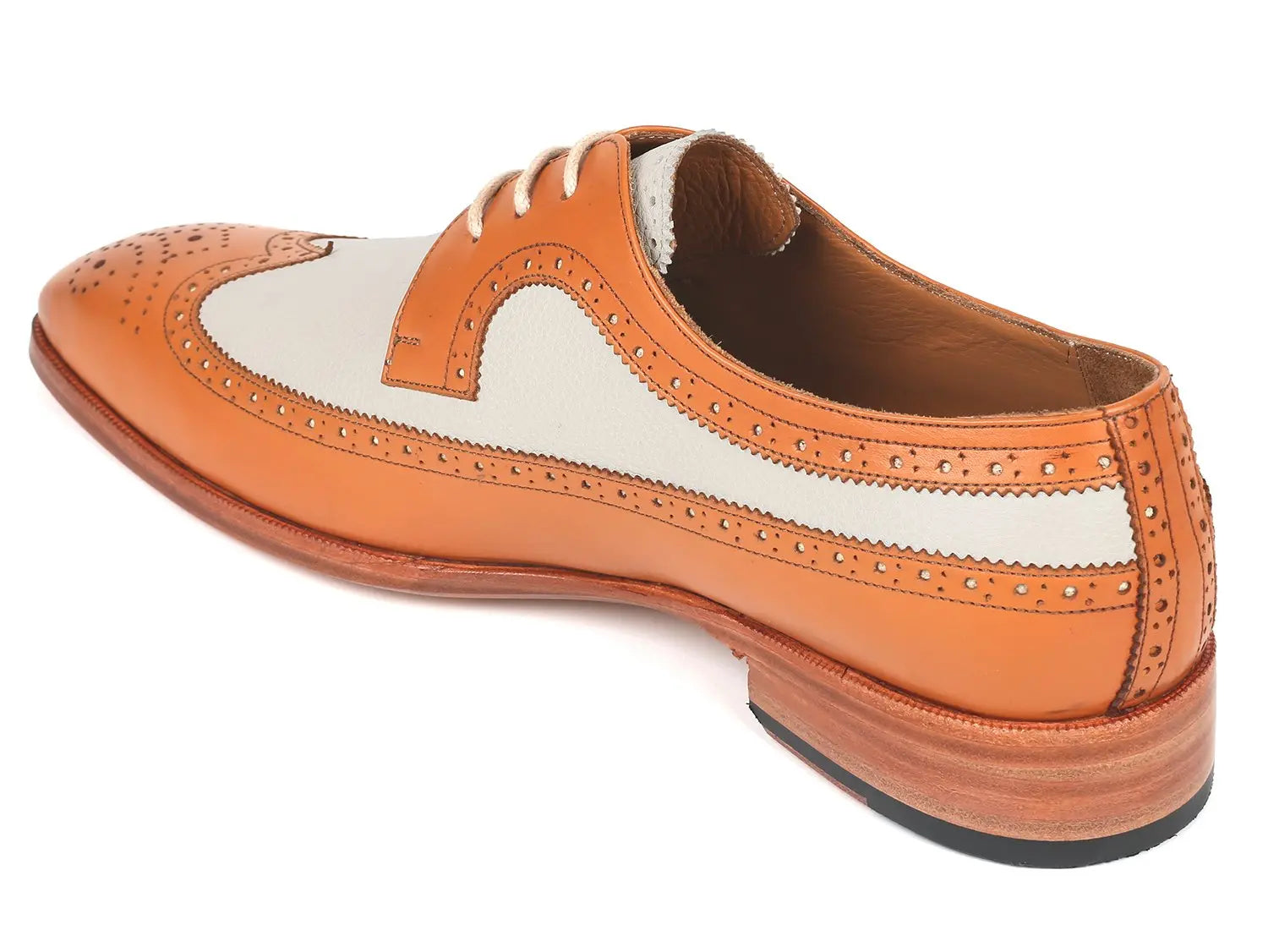 Paul Parkman Men's Dual Tone Cognac/Cream Wingtip Derby Shoes (ID#924CC55) PAUL PARKMAN