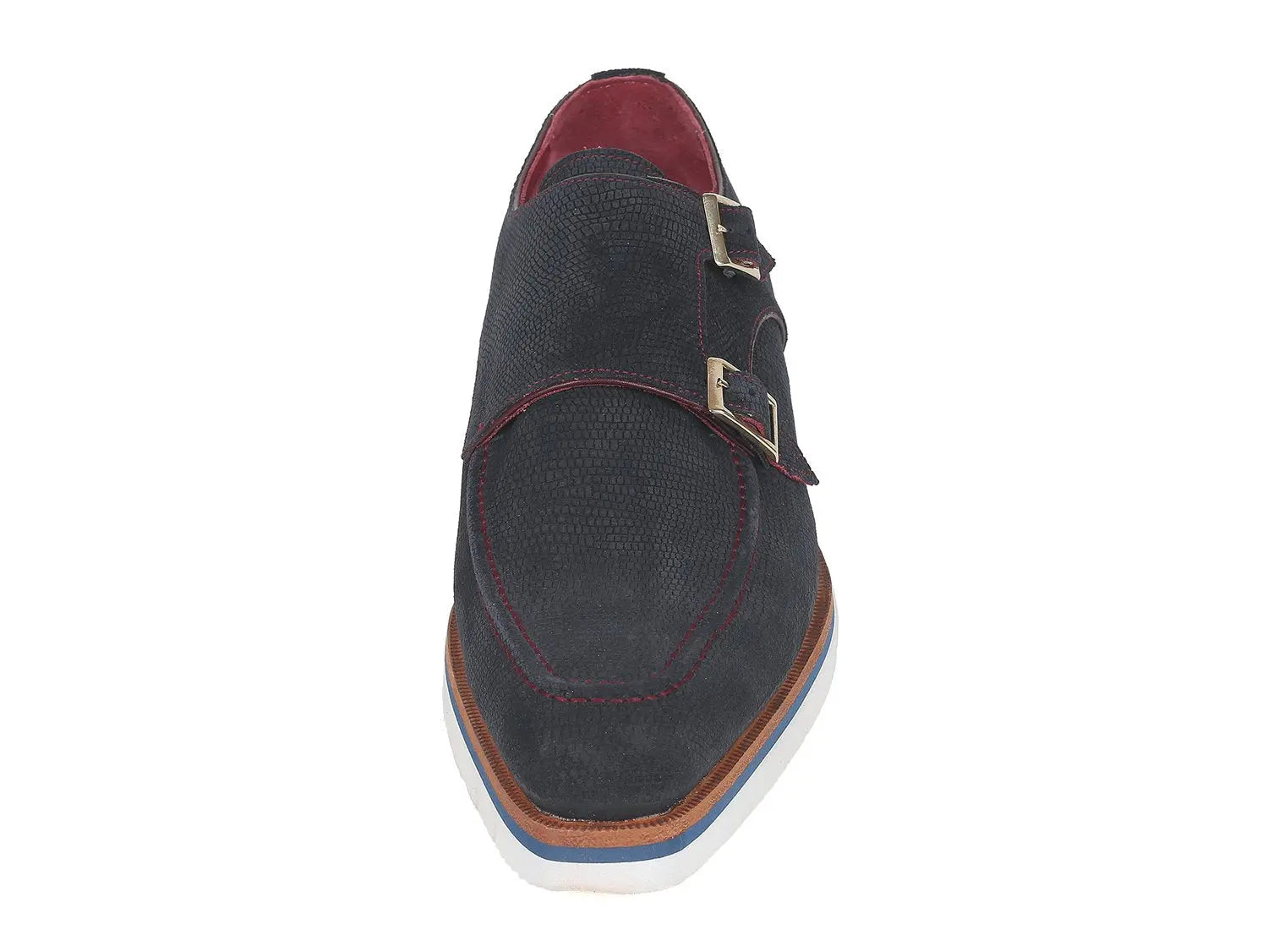 Paul Parkman Men's Navy Suede Smart Casual Monk strap Shoes (ID#189-NVY-SD) PAUL PARKMAN
