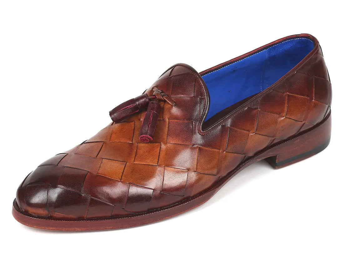 Paul Parkman Men's Brown Big Braided Tassel Loafers (ID#6623-BRW) PAUL PARKMAN