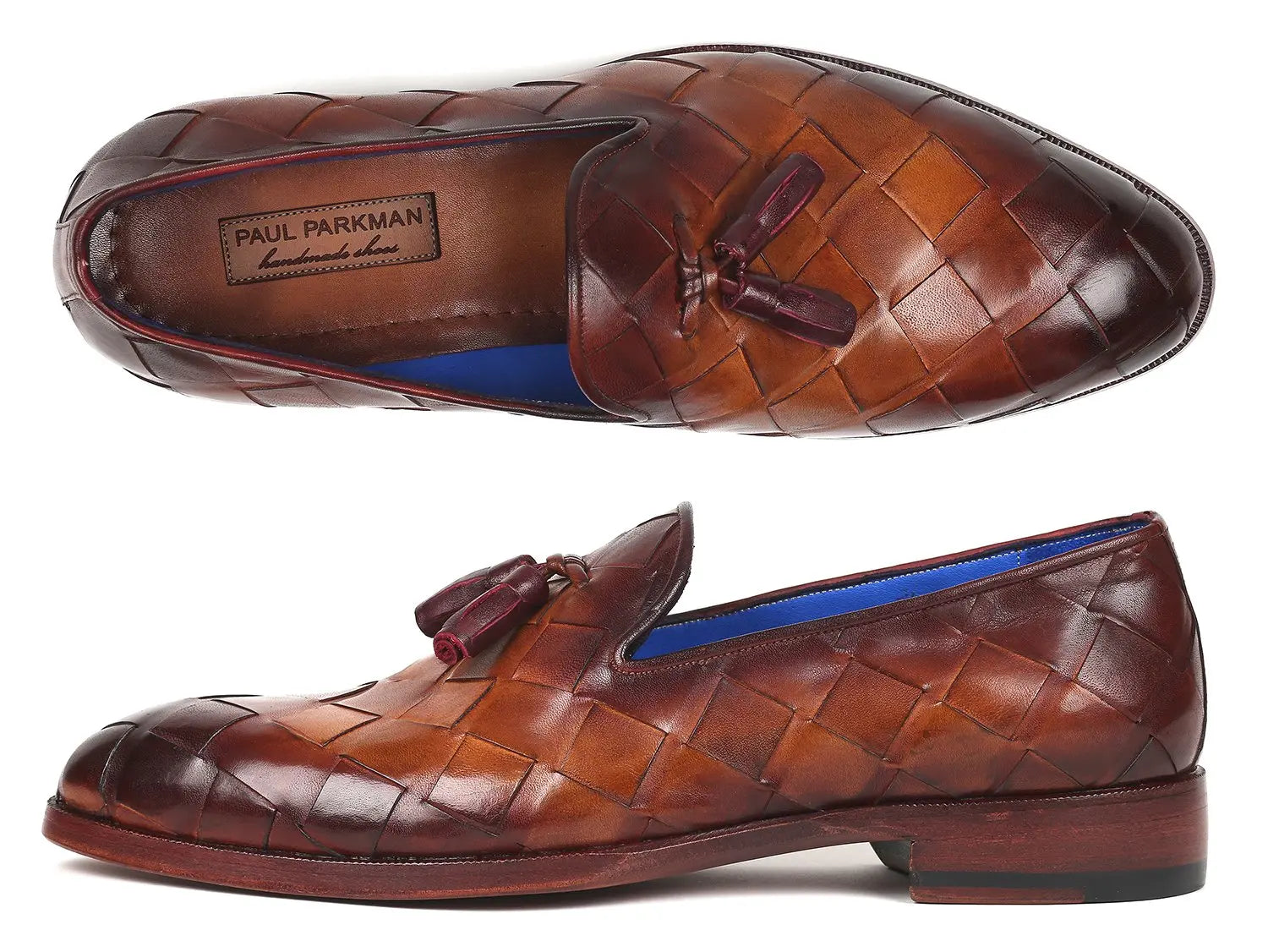 Paul Parkman Men's Brown Big Braided Tassel Loafers (ID#6623-BRW) PAUL PARKMAN