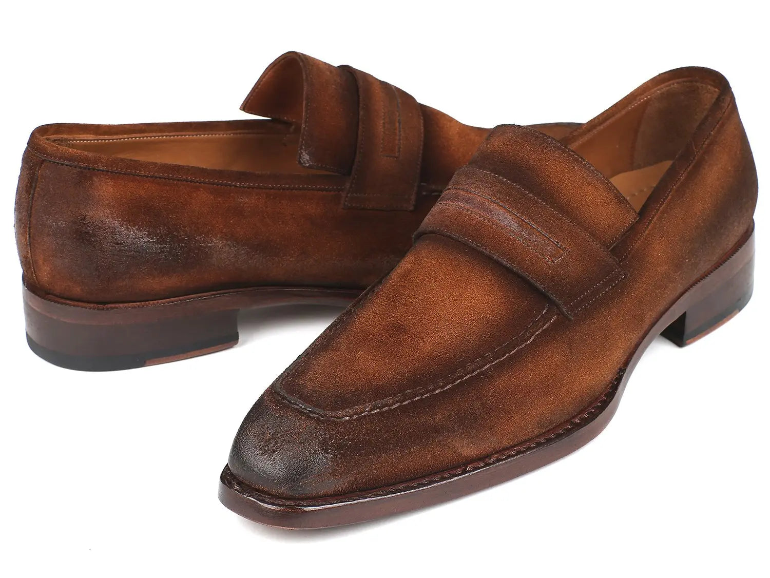 Paul Parkman Men's Antique Brown Suede Goodyear Welted Loafers (ID#36AQ17) PAUL PARKMAN