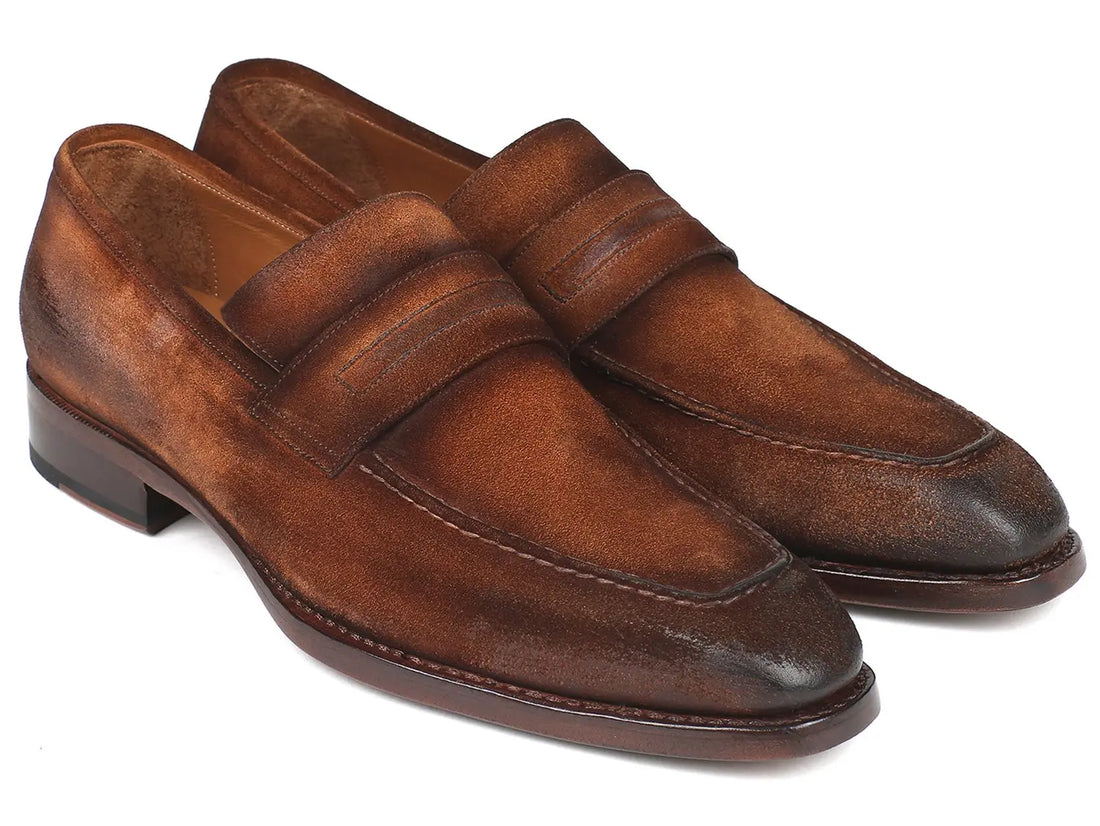 Paul Parkman Men's Antique Brown Suede Goodyear Welted Loafers (ID#36AQ17) PAUL PARKMAN