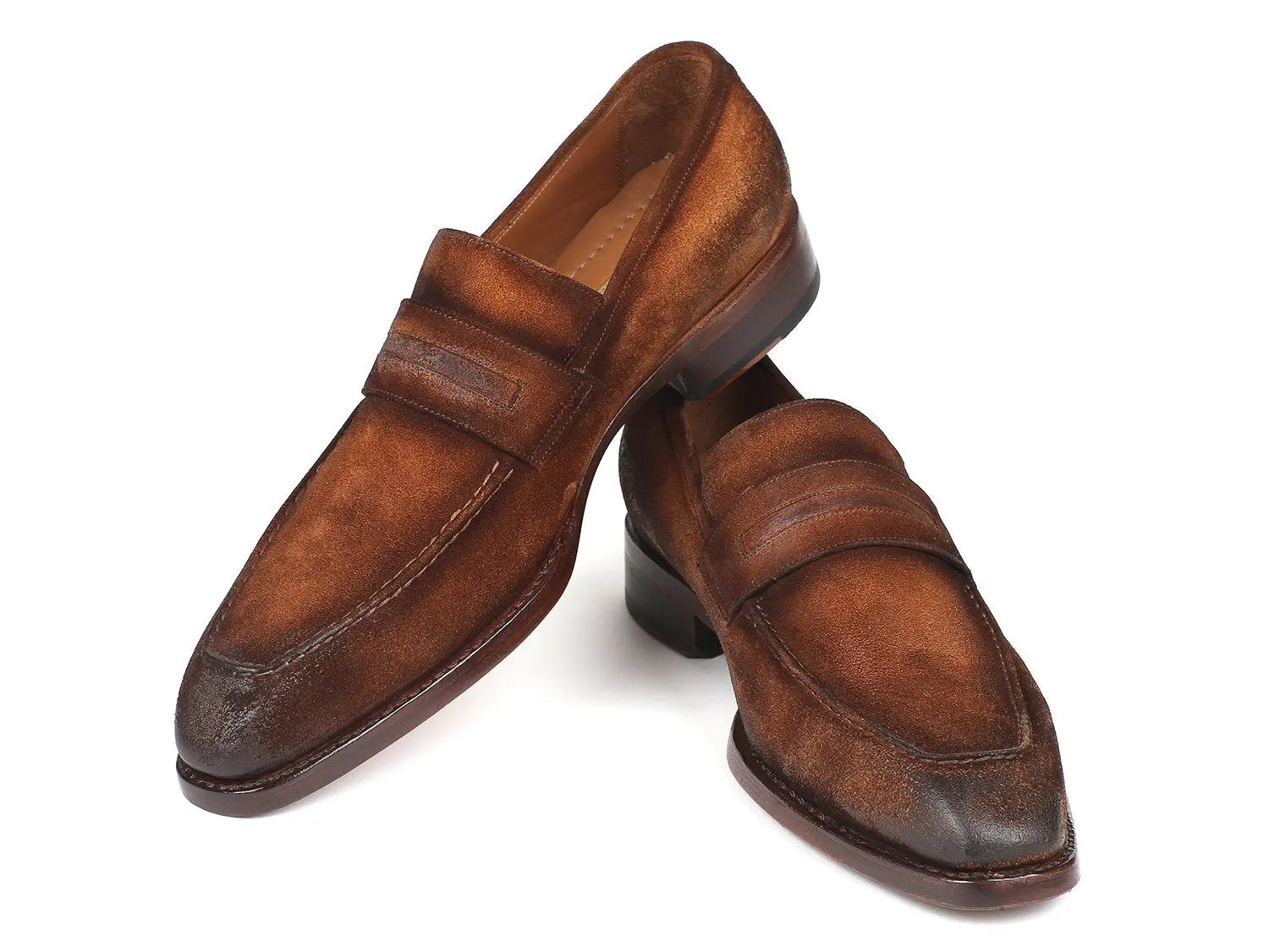 Paul Parkman Men's Antique Brown Suede Goodyear Welted Loafers (ID#36AQ17) PAUL PARKMAN