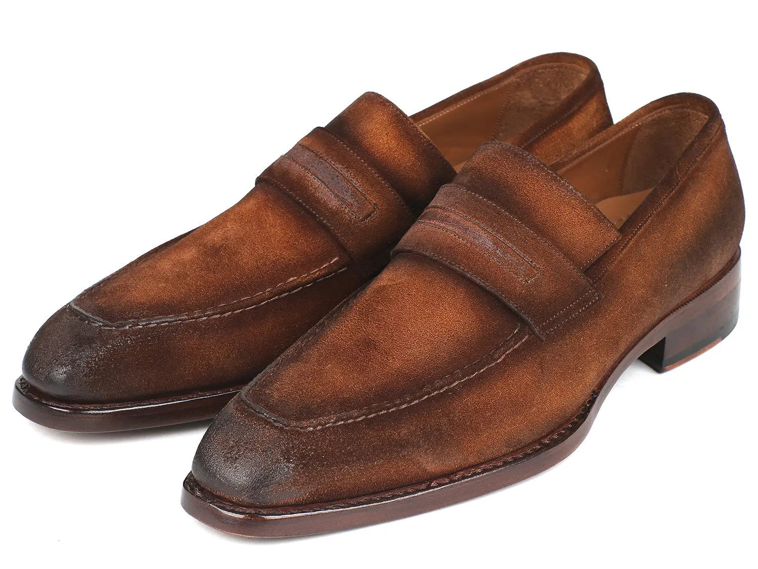 Paul Parkman Men's Antique Brown Suede Goodyear Welted Loafers (ID#36AQ17) PAUL PARKMAN